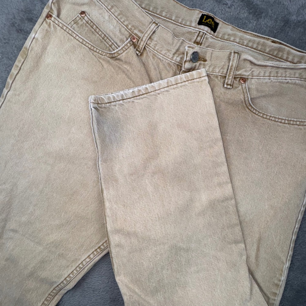 Lee Regular Fit Jeans Mens 40x30 Tan Excellent Straight Leg Cotton Denim 4303